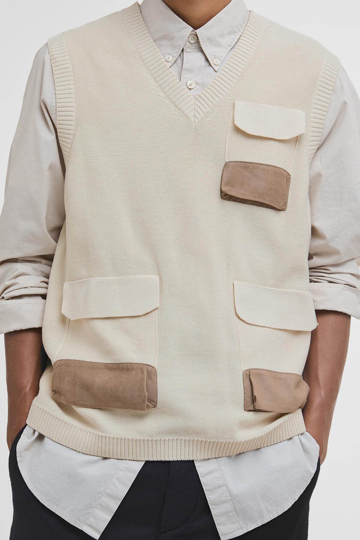 Multi-Pocket Sweater Vest